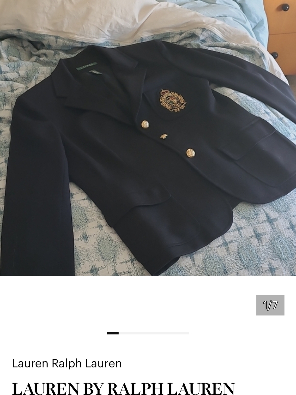 Lauren Ralph Lauren Black Double-Breasted Blazer with Gold Crest